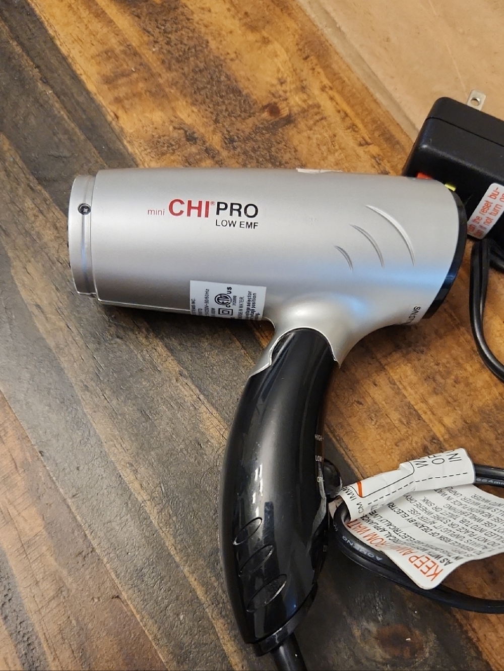 CHI Pro Mini Low EMF Hair Dryer - Silver and Black